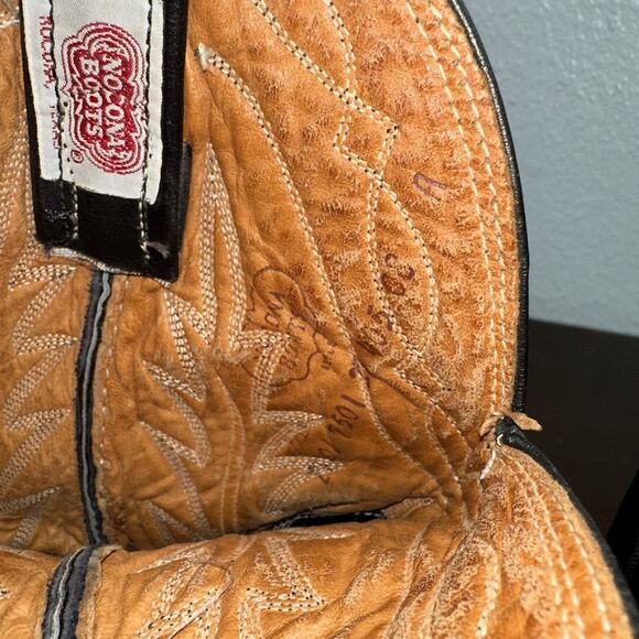 Vintage Nocona Cowboy Boots Men\'s Size 8 Black Leather 7501 Deertan Western main image 5